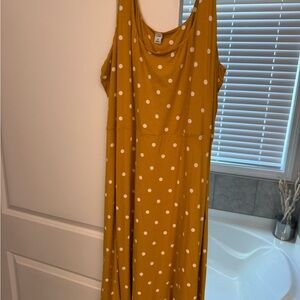 Old Navy Mustard Yellow Polka Dot Sleeveless Maxi Dress